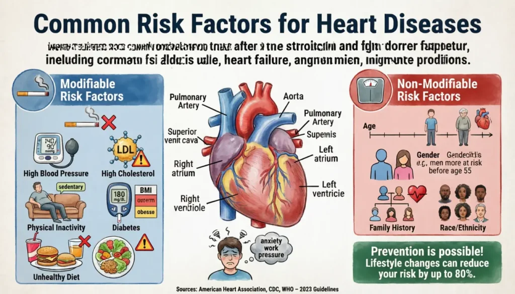 common risk factors for heart diseases