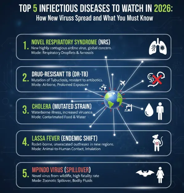 top 5 infectious diseases to watch in 2026 how new virus spreads and what you must know