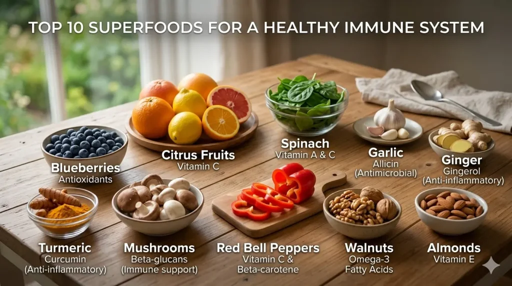 what is top 10 superfoods for a healthy immune system
