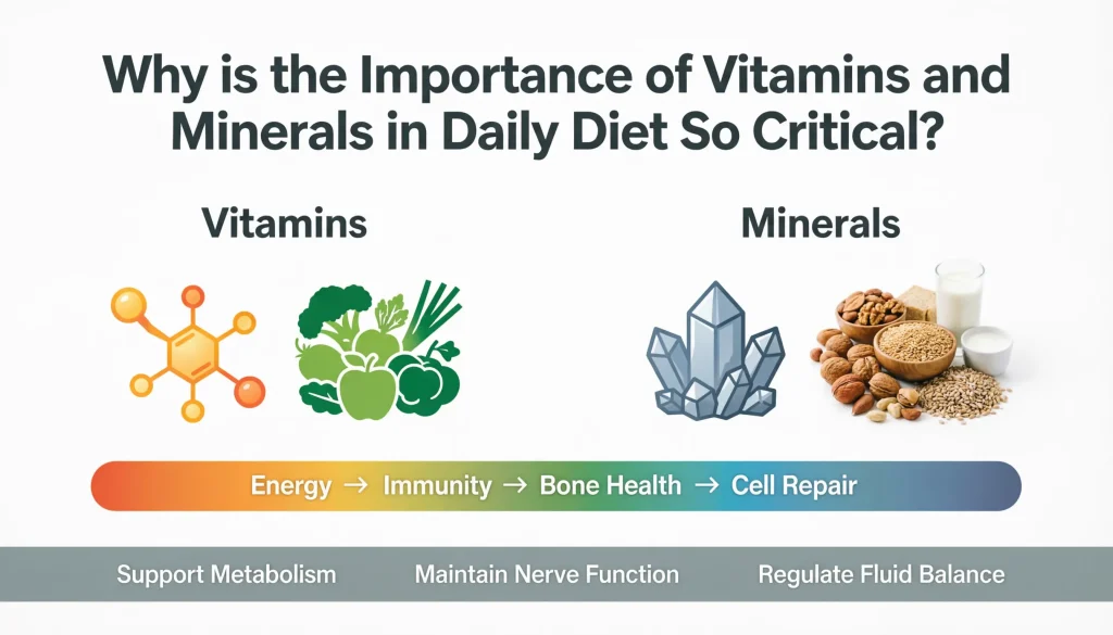 why is the importance of vitamins and minerals in daily diet so critical